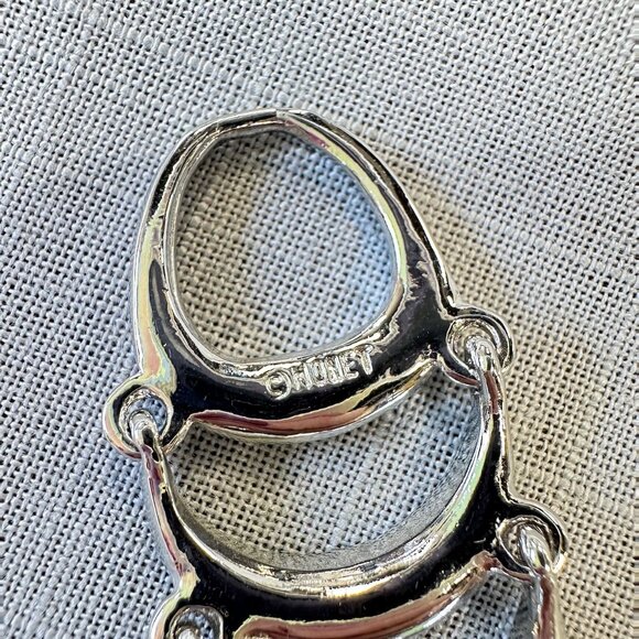 Vintage Monet Silver Tone Crescent Moon Rhinestone Bracelet - Picture 5 of 10